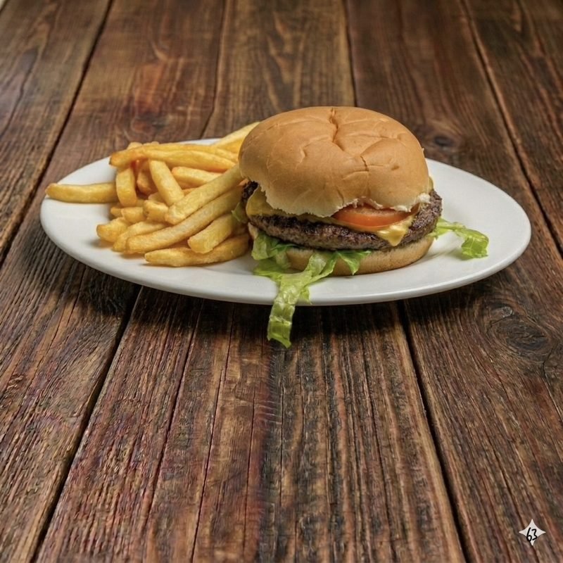 Hamburger (lettuce, tomato & fries)